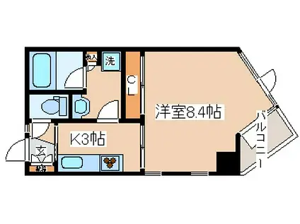 アンリーヴ北野(1K/3階)の間取り写真