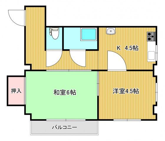 黒住ビル(2K/4階)の間取り写真