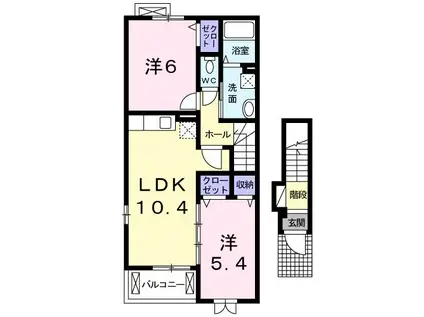 ヴェルディ ウエスト(2LDK/2階)の間取り写真