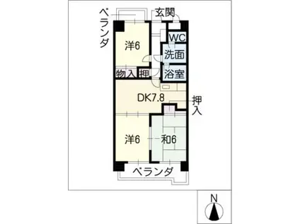サクセスビル(3DK/5階)の間取り写真