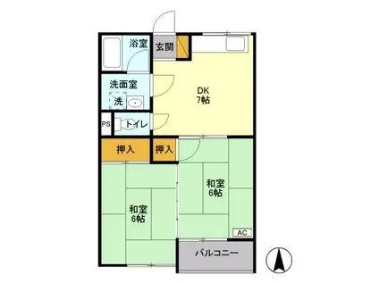 メゾン梨花(2DK/2階)の間取り写真