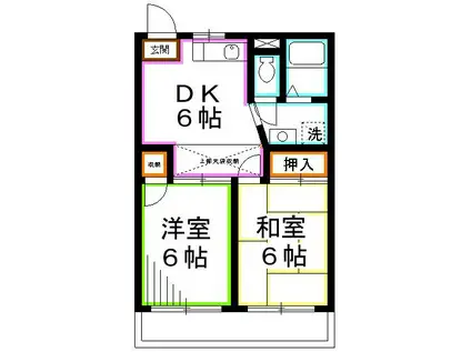シオン武蔵野(2DK/3階)の間取り写真