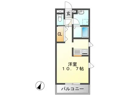 サンサンハイムII(ワンルーム/2階)の間取り写真