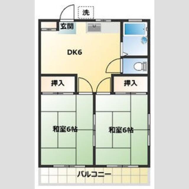 ホワイト.ベルハイム(2DK/2階)の間取り写真