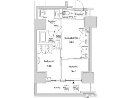 ザ・パークハビオ新中野(2DK/6階)の間取り写真