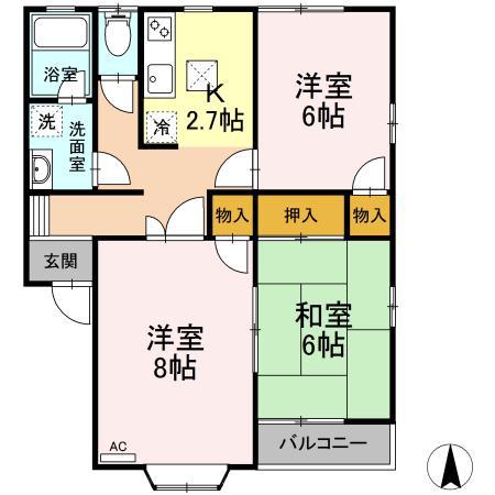 タンジコーポラス 8号(3K/2階)の間取り写真