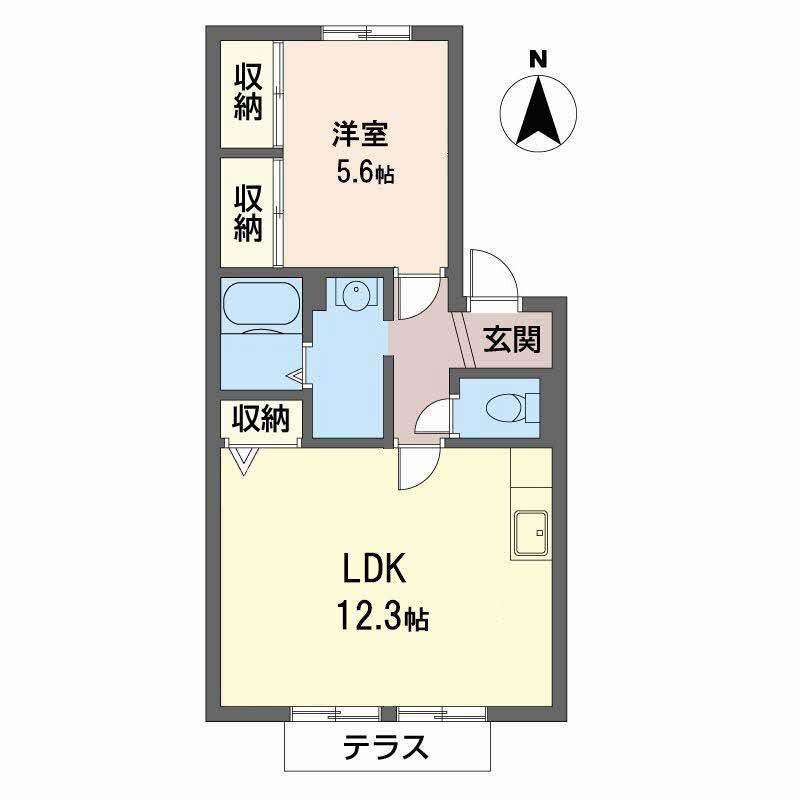ラ・メール(1LDK/1階)の間取り写真