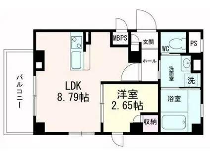 ラシーネ錦町(1LDK/3階)の間取り写真
