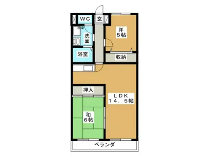 アーバンステイ森川A(2LDK/3階)の間取り写真