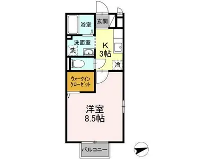 コージーコート(1K/1階)の間取り写真
