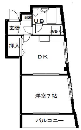 博多ビル(1DK/4階)の間取り写真