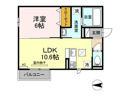 SUNNY(1LDK/1階)の間取り写真