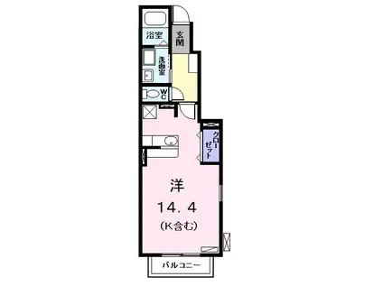 ツインベル(ワンルーム/1階)の間取り写真