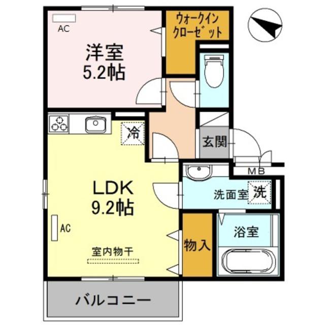 カルム中之島(1LDK/3階)の間取り写真