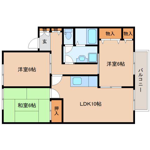 リバーシャトルA棟(3LDK/2階)の間取り写真