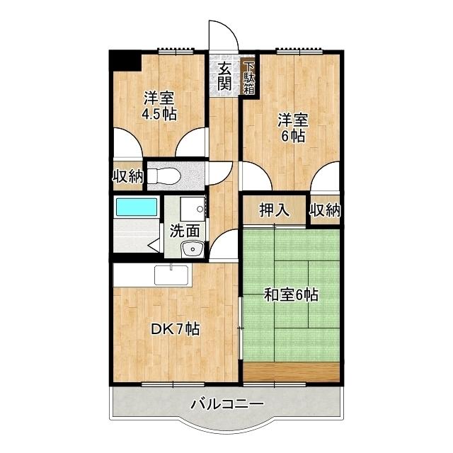 フルールさくら(3DK/1階)の間取り写真