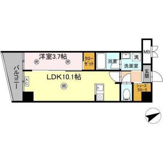 ロイジェント安謝新都心(1LDK/7階)の間取り写真