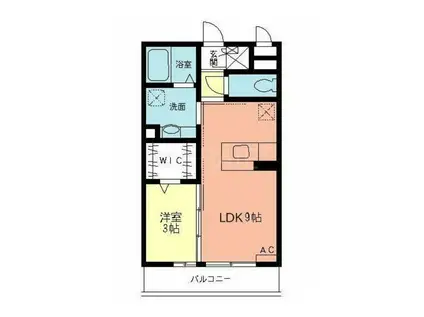 オークスアレイ矢部ウエストコート(1LDK/1階)の間取り写真