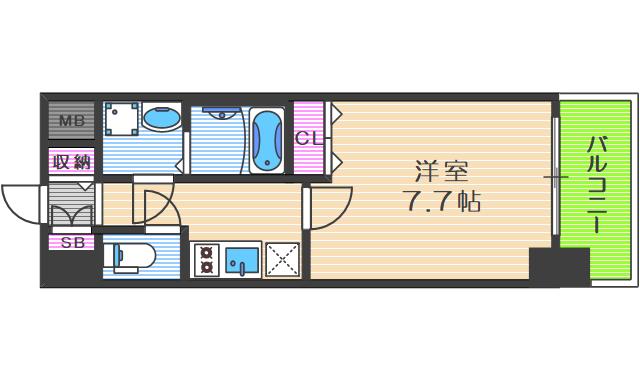 LA DOUCEUR九条(1K/2階)の間取り写真