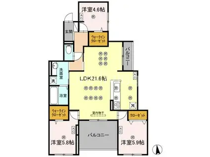 エグレットテラスII(3LDK/2階)の間取り写真