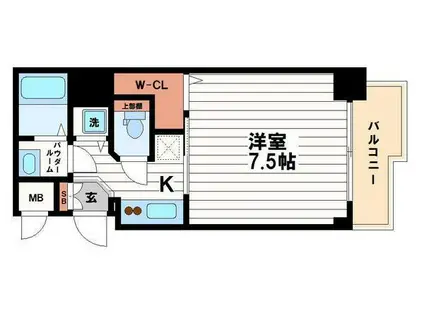 S-RESIDENCE谷町五丁目(1K/5階)の間取り写真