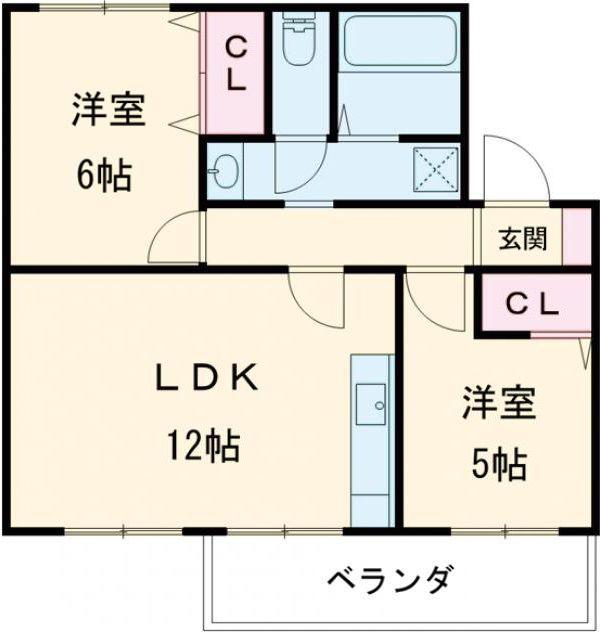 ユーミクラ B(2LDK/3階)の間取り写真