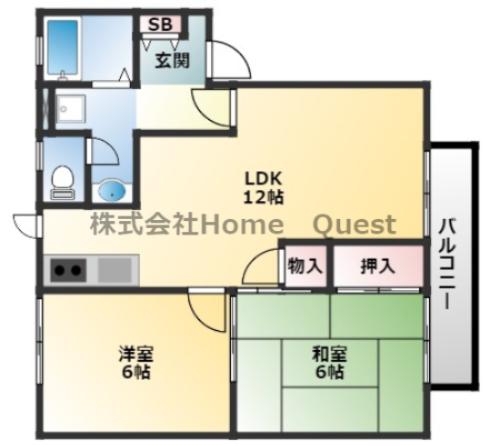 サニーコート高安(2LDK/2階)の間取り写真