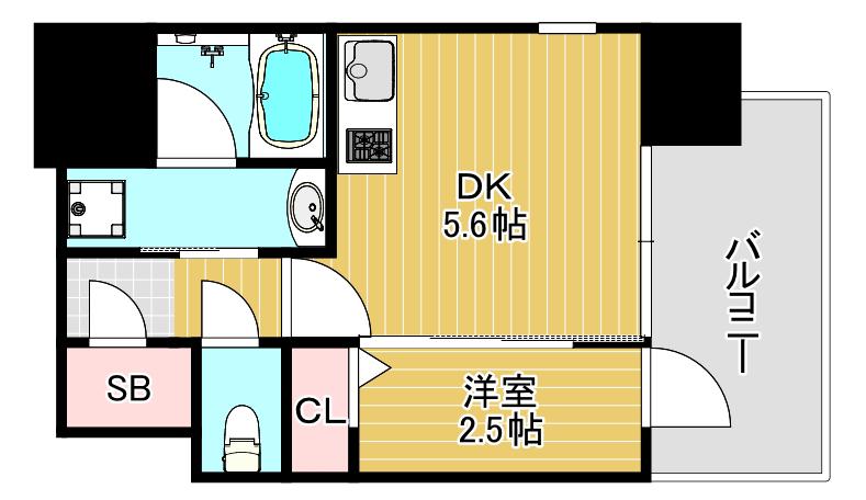 ジオエント梅田北リバーフロント(1DK/7階)の間取り写真