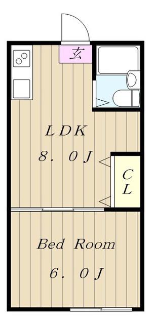 パレット南生田(1LDK/1階)の間取り写真