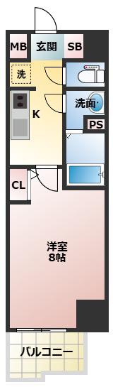 PHOENIX新大阪(1K/14階)の間取り写真