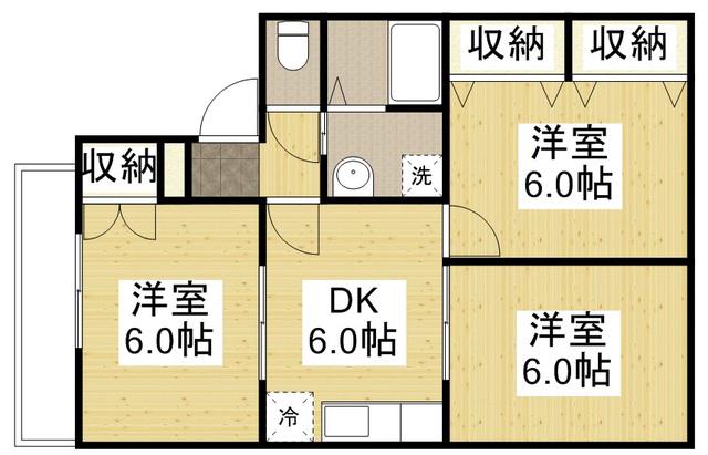メンバーズタウン草戸I(3DK/2階)の間取り写真