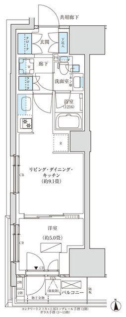 パークアクシス品川天王洲アイル(1LDK/7階)の間取り写真