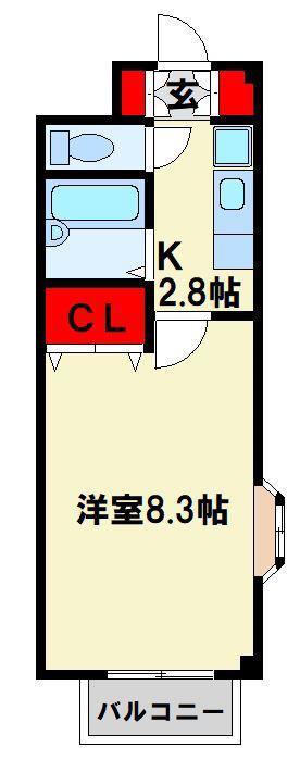 クレール穴生(1K/1階)の間取り写真
