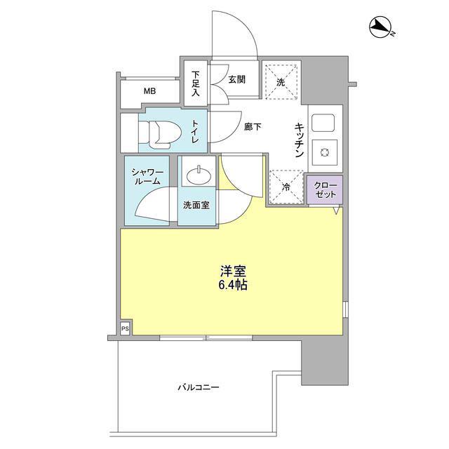 アイルズ東中野(1K/3階)の間取り写真