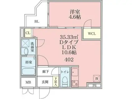 TALIESIN FD(1LDK/4階)の間取り写真