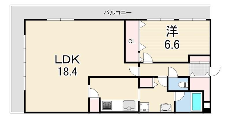 ベルトピア西明石Ⅲ(1LDK/6階)の間取り写真