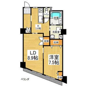 パラシオン覚王山(1LDK/4階)の間取り写真