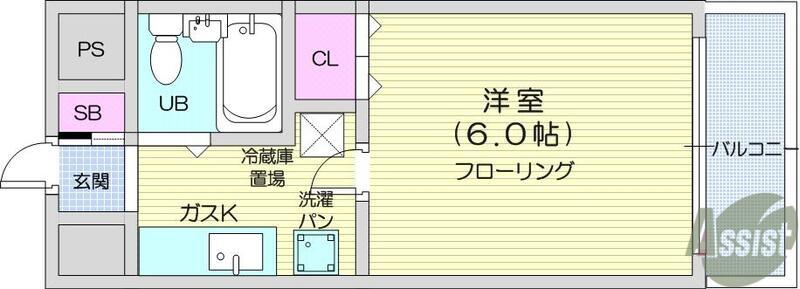 大町Sビル(1K/4階)の間取り写真