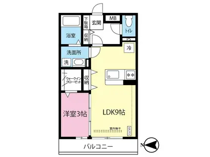 ソルテア 日吉(1LDK/3階)の間取り写真