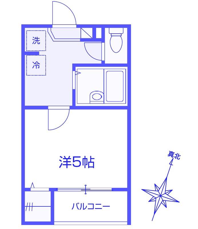 ゴールデンハウス南与野(1K/2階)の間取り写真