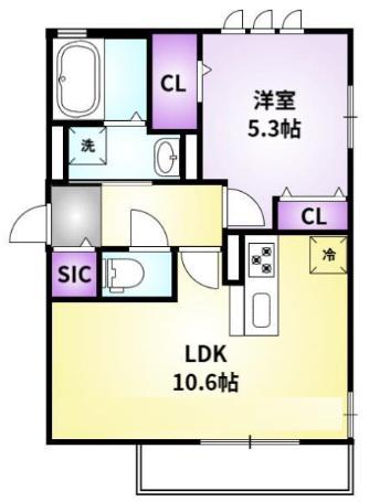 シルフィ グランス(1LDK/1階)の間取り写真