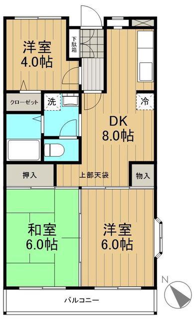 ベルデュールクスノキ(3DK/2階)の間取り写真