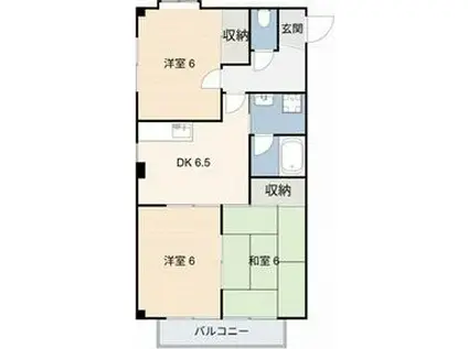 フェリス的場丘(3DK/2階)の間取り写真