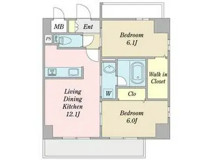 エスペランサ泉(2LDK/6階)の間取り写真