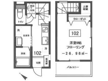アンデレモーセ(1K/2階)の間取り写真