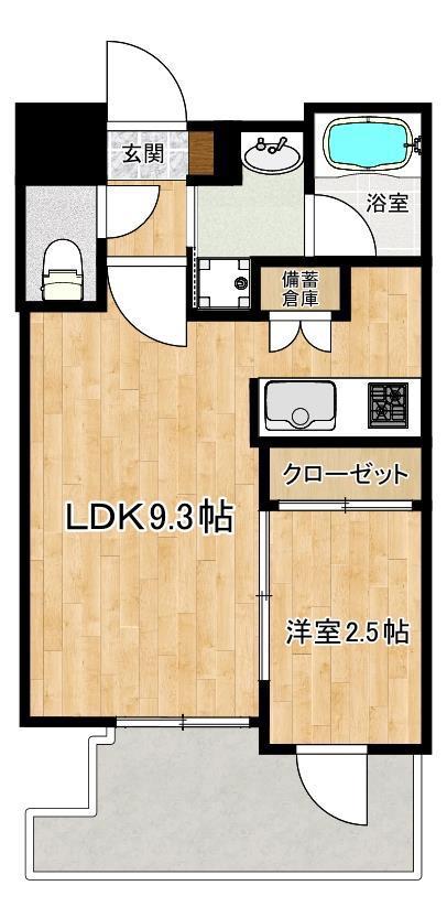 ロータス武之橋(1LDK/5階)の間取り写真