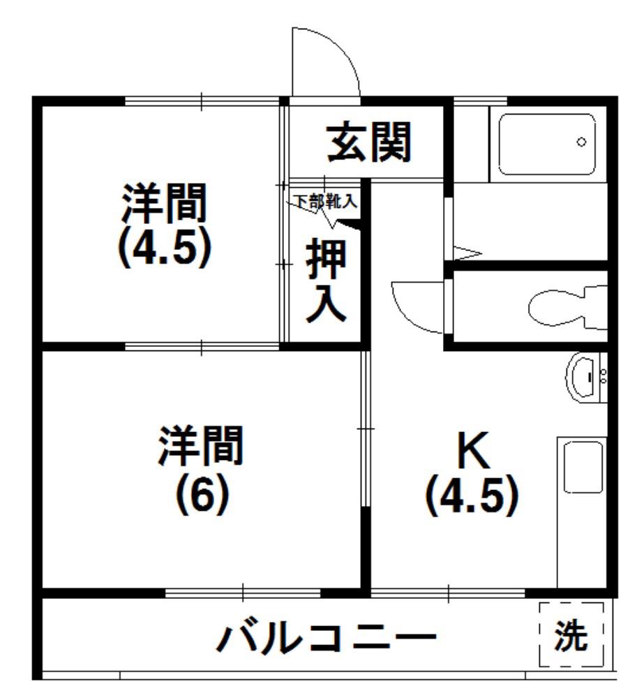 コーポ中村(2DK/2階)の間取り写真
