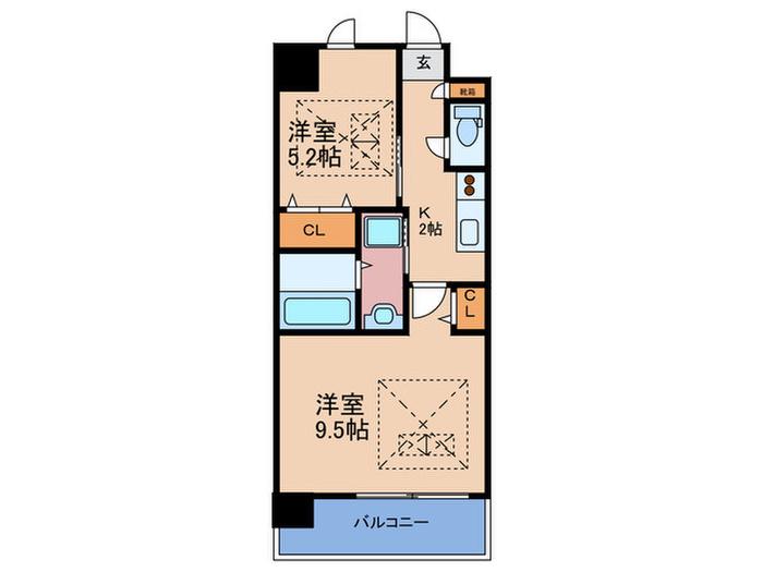 ノース VILLAGE BIRTH PLACE(2K/5階)の間取り写真