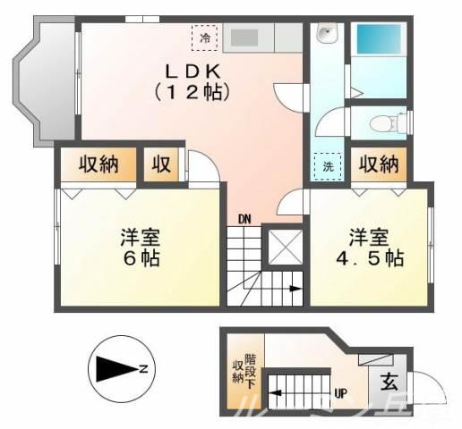 サンクレールⅡ(2LDK/2階)の間取り写真