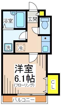 トラストK(1K/2階)の間取り写真